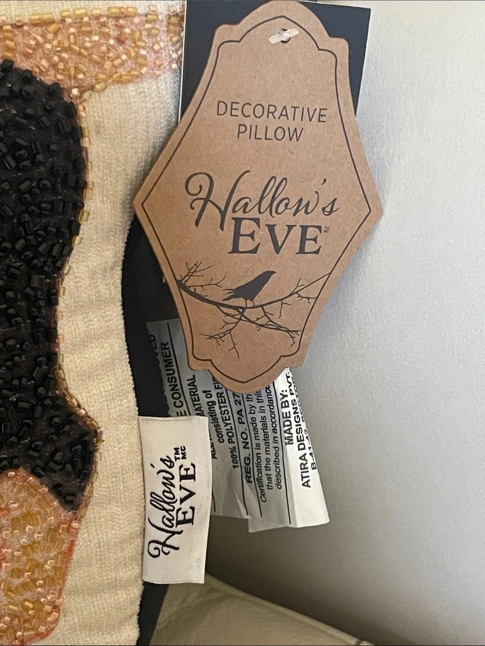 Beaded Pumpkin Dachshund Halloween Accent Pillow by Hallow’s Eve.